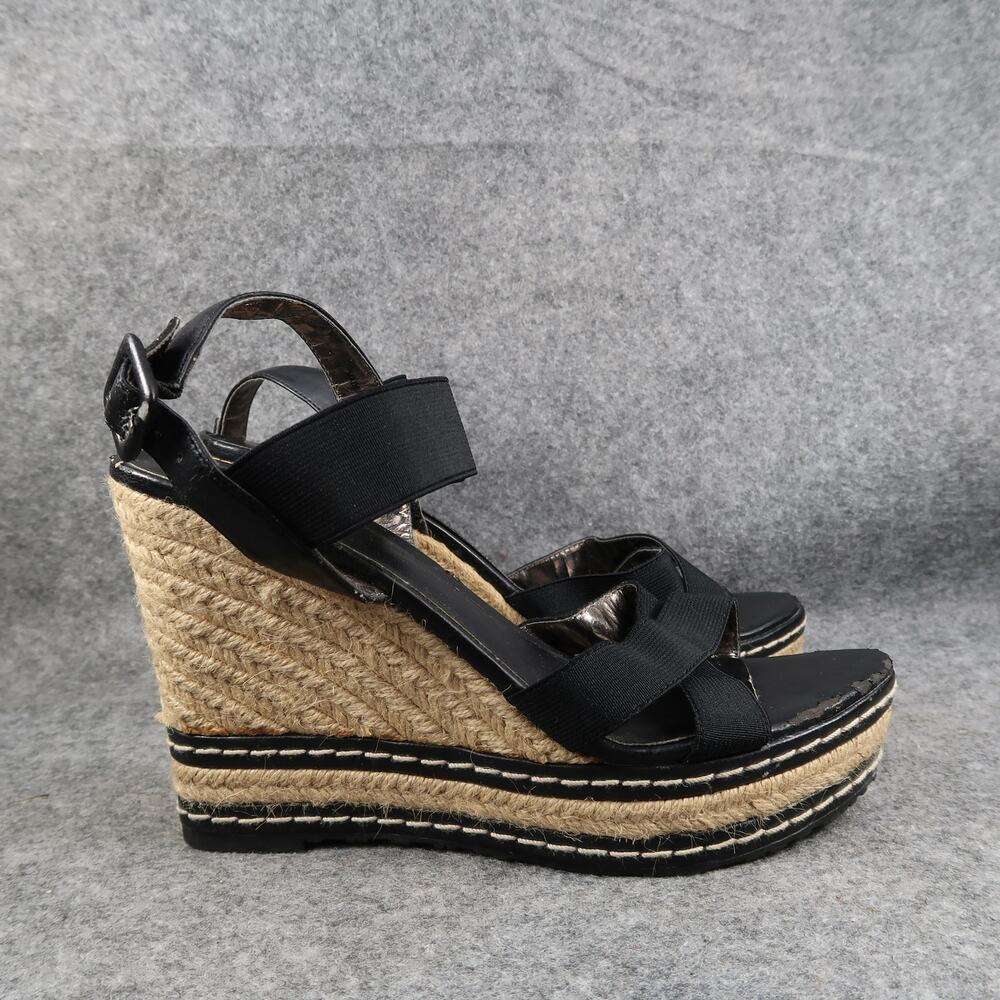 Charles David Shoes Womens 8.5 Fashion Sandals Platform Wedge Espadrille Black